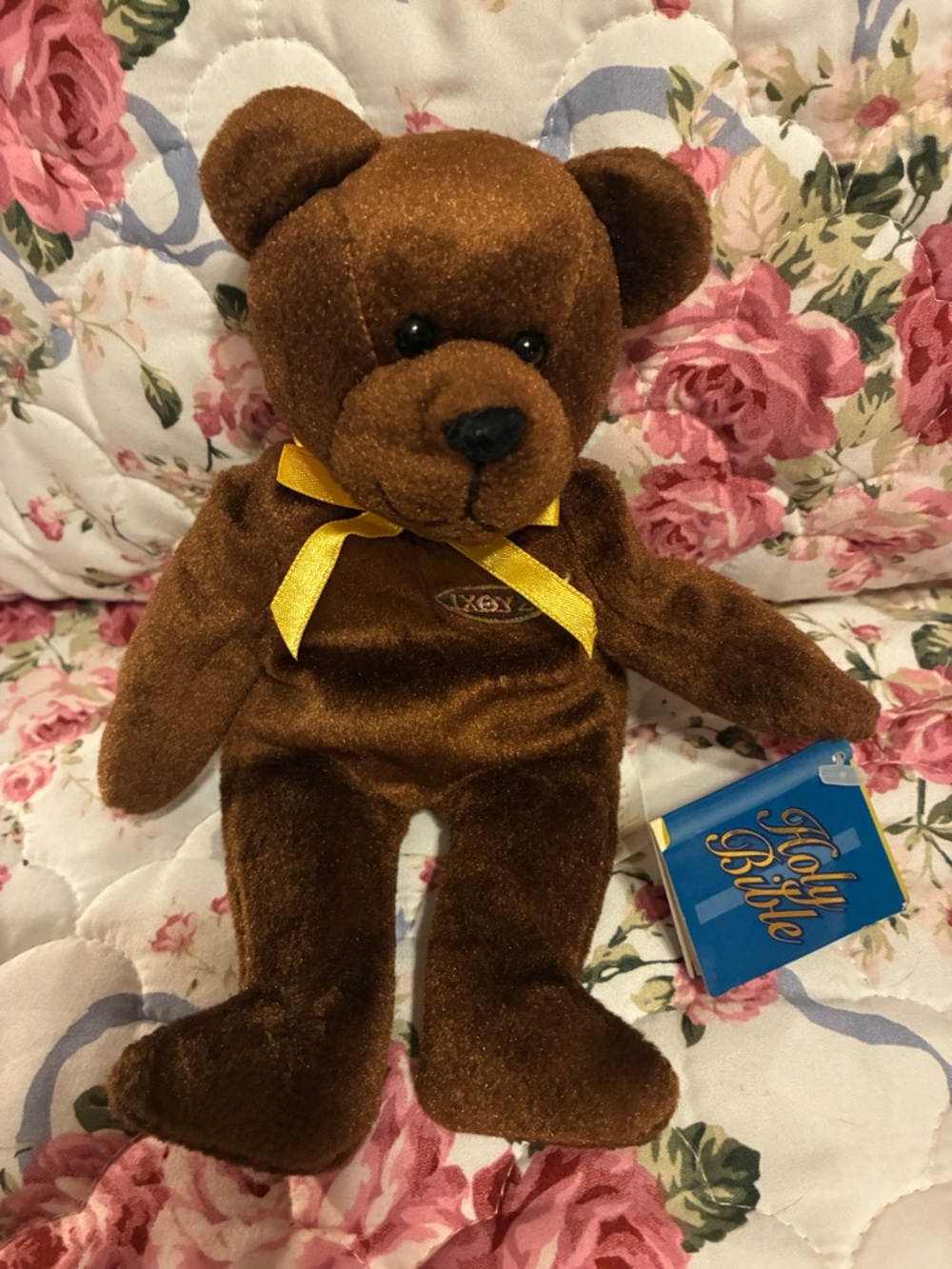 Brown Plush Teddy Bear with Yellow Bow-Holy Bears